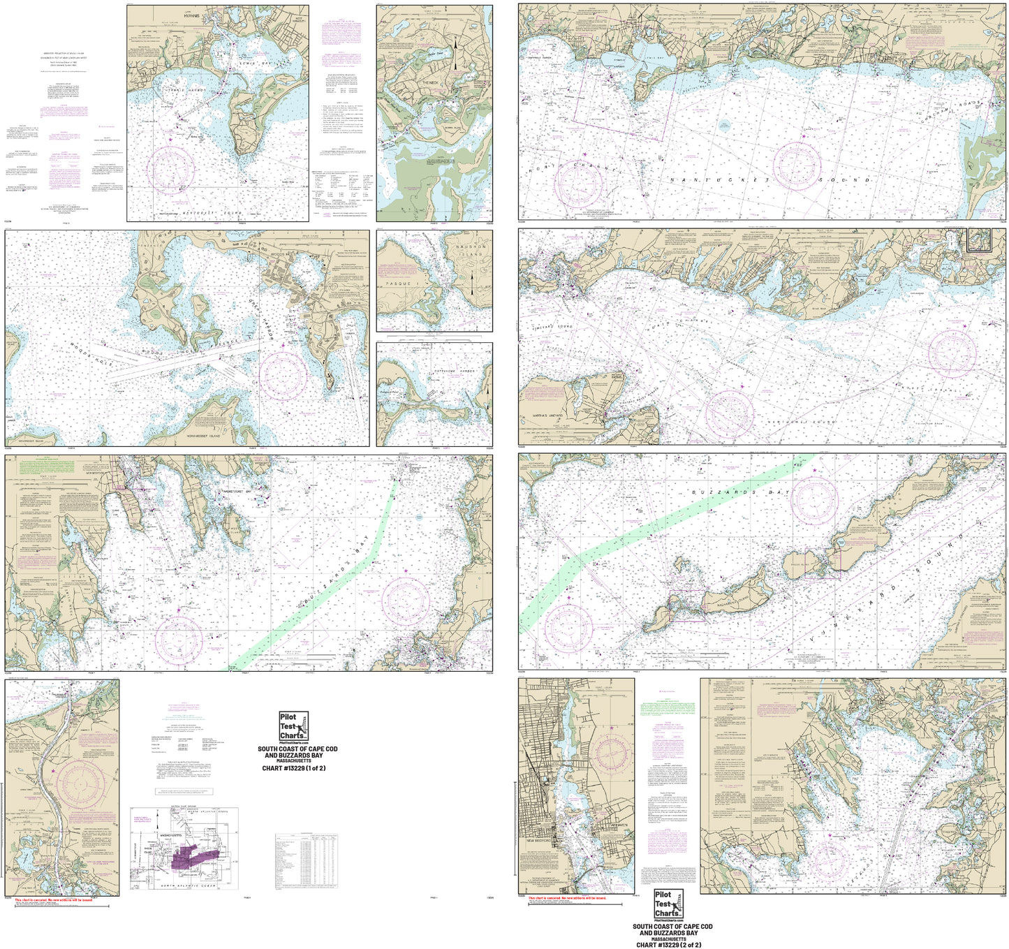 #13229 South Coast of Cape Cod to Buzzards Bay (BOTH CHARTS)